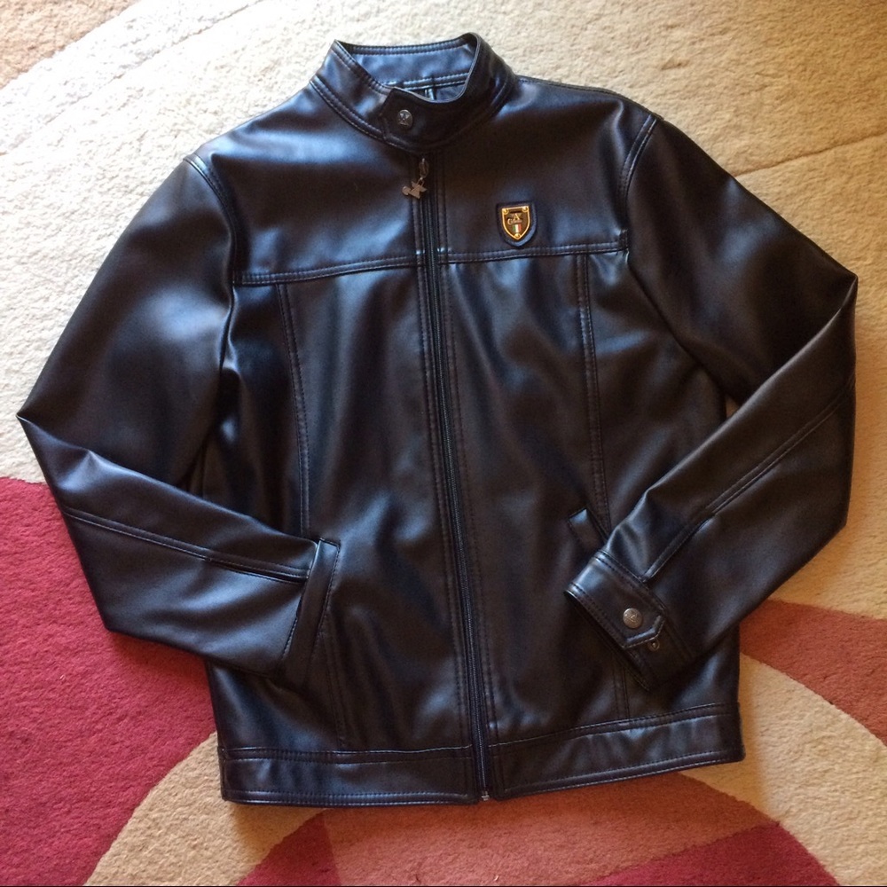 NWOT A. Collezioni Men’s Pleather Bomber Jacket